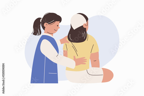 Female Chiropractor Treating Patient's Back Pain with Manual Therapy Vector