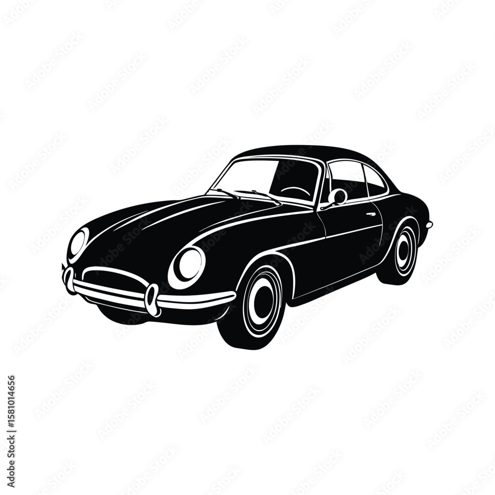 Fototapeta premium Classic coupe automobile silhouette vintage car retro