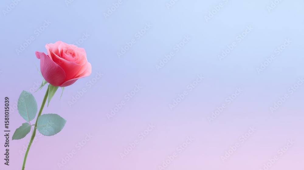 Fototapeta premium Elegant Single Pink Rose on Soft Gradient Background