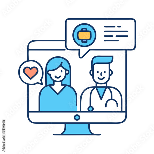 Online Doctor Consultation with Patient on Computer Screen