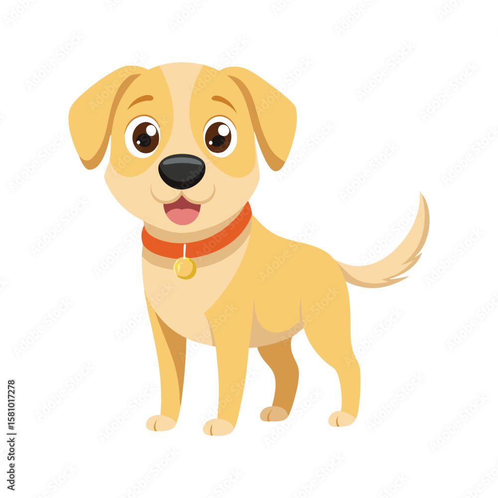 Happy golden retriever puppy wearing collar animal Happy golden retriever puppy wearing collar animal