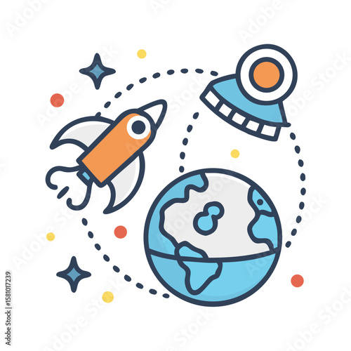Space Exploration with Rocket UFO and Earth