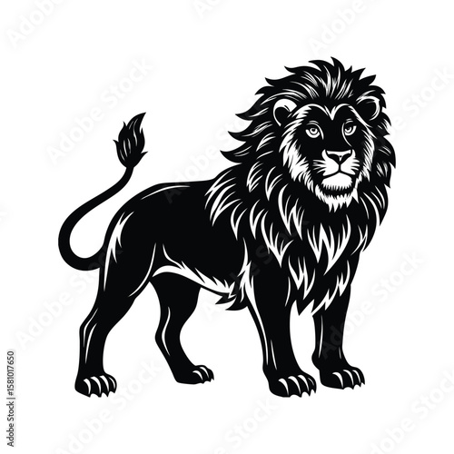 Wallpaper Mural Majestic black lion illustration with detailed mane and tail silhouette Torontodigital.ca