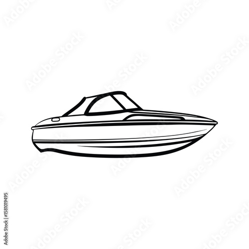 Sleek cabin cruiser boat outline watercraft vessel