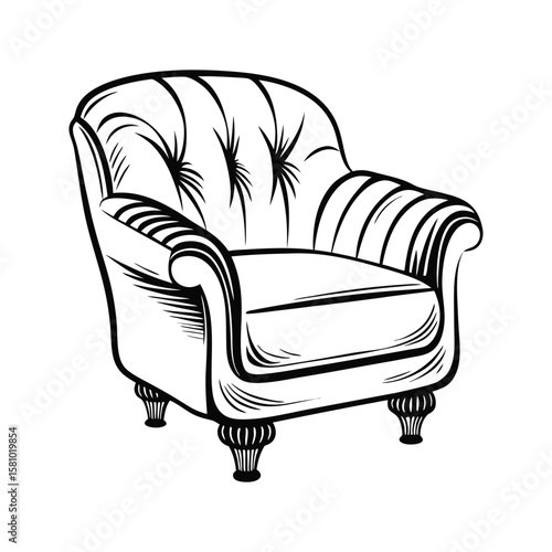 Tufted armchair silhouette with ornate carved legs furniture upholstered