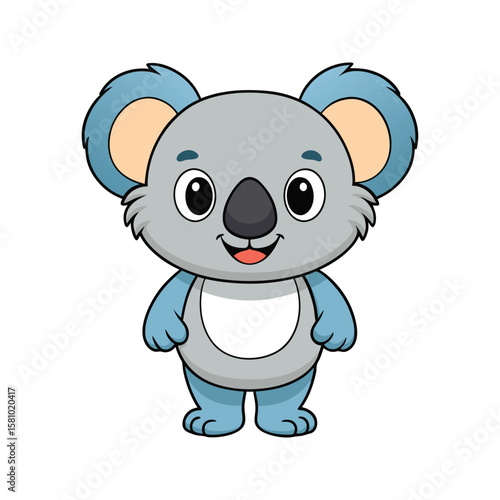 Adorable cartoon koala standing with a cheerful expression animal illustration