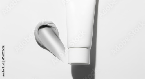 Minimalist Skincare Cream Tube With Cream Swatch Detail