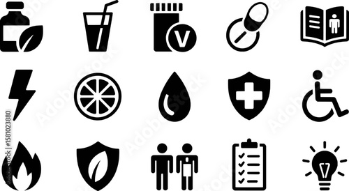 Medical and health icons vector set graphic design illustration