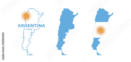 Set of isolated argentina maps. argentina flag overlaid with flag proportions. Maps and traveling around the world