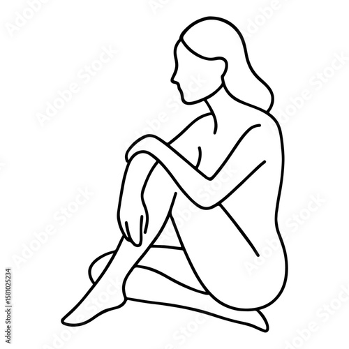 Vector illustration of a woman in a yoga pose, outlining her body, beauty, and healthy figure
