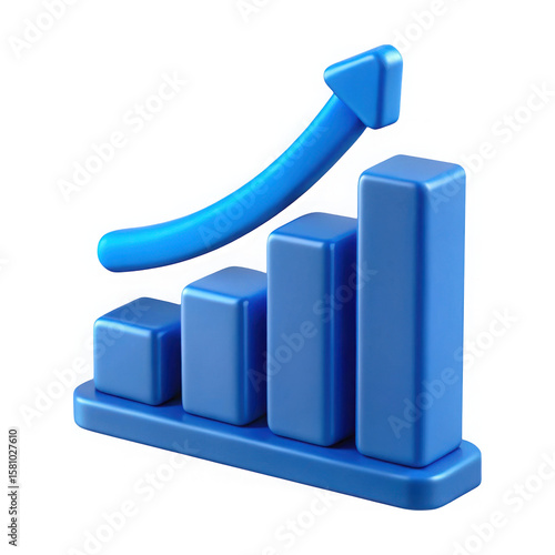 Blue 3d bar chart with upward arrow indicating growth and success isolated on transparent background Free Download Blue 3d bar chart with upward arrow indicating growth and success isolated on transparent background - GFXLoad