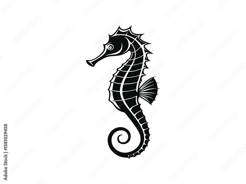 Fototapeta premium Silhouette of a seahorse, Seahorse silhouette isolated on white background. Seahorse icon vector illustration design