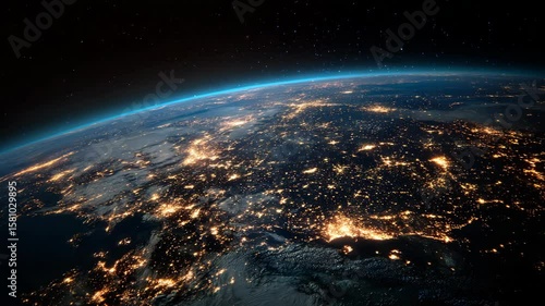 Nighttime view of earth lights from space