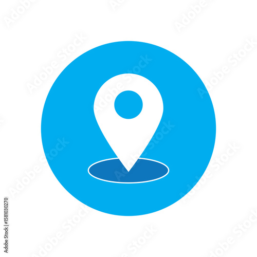 Free Download Blue location pointer icon pin marking travel destination with circles on white background illustration. - GFXLoad