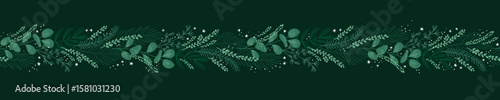 Cute hand drawn horizontal seamless pattern with branches, great for christmas banners, wallpapers, wrapping, textiles - vector design