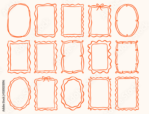 Vintage cute whimsical vector frames set. Decorative elegant retro coquette bow wedding invitation