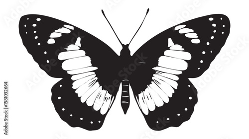 Black Butterfly Silhouette Vector Illustration, Elegant Insect Symbol, Nature Tattoo Icon, Decorative Animal Drawing Design, Adobe Illustrator Artwork.