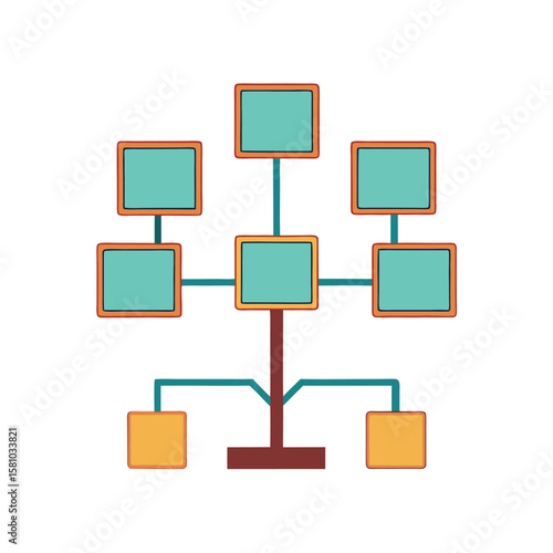 Simple Family Tree with Empty Frames for Genealogy Projects