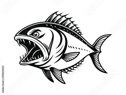 Neon tetra fish vector illustration cartoon, clipart & line art design on white background