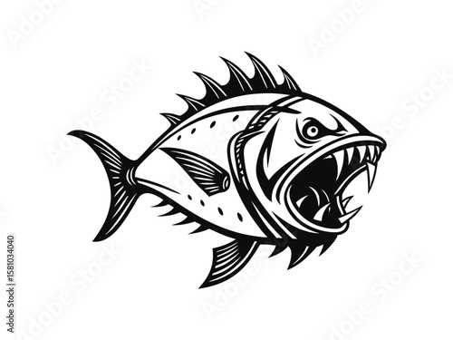 Neon tetra fish vector illustration cartoon, clipart & line art design on white background