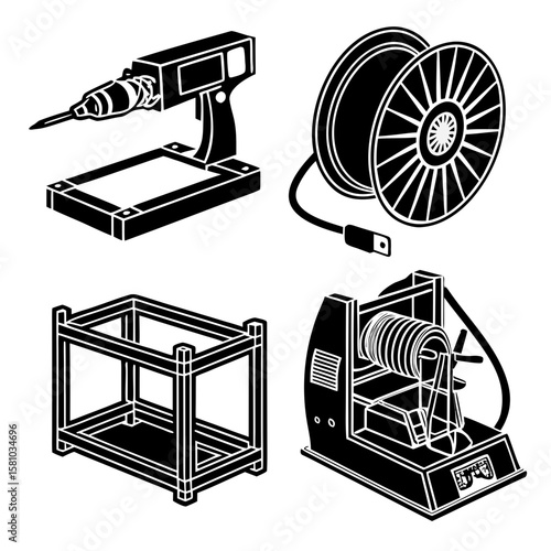 3d printing tools and filament spool equipment