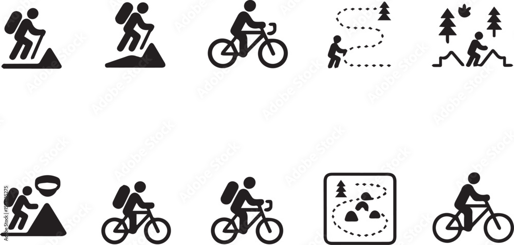 Naklejka premium outdoor activities icon set on isolated back