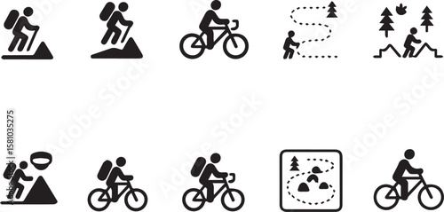 outdoor activities icon set on isolated back