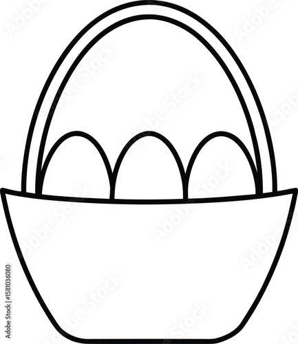 egg basket icon line art vector illustration on transparent background	