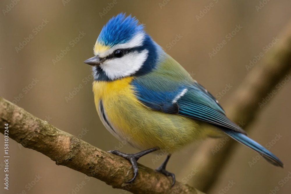 A solitary bluebird perches on a twig, its vibrant plumage contrasting with the muted tones of the blurred background A solitary bluebird perches on a twig, its vibrant plumage contrasting with the muted tones of the blurred background