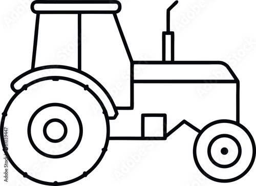 tractor icon line art vector illustration on transparent background	