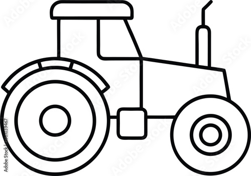 tractor icon line art vector illustration on transparent background	