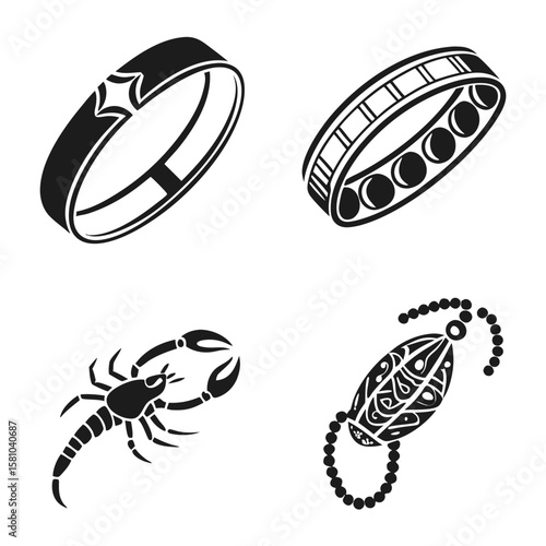 Bracelet bangle scorpion pendant icons jewelry