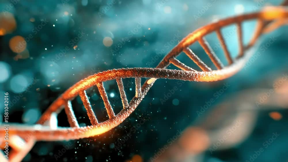 Close-up of a DNA double helix structure illuminated with vibrant colors, showcasing intricate details and scientific concepts in a dynamic environment Close-up of a DNA double helix structure illuminated with vibrant colors, showcasing intricate details and scientific concepts in a dynamic environment
