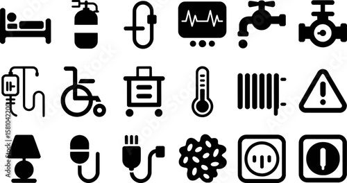 Medical equipment and healthcare symbols collection graphic design hospital