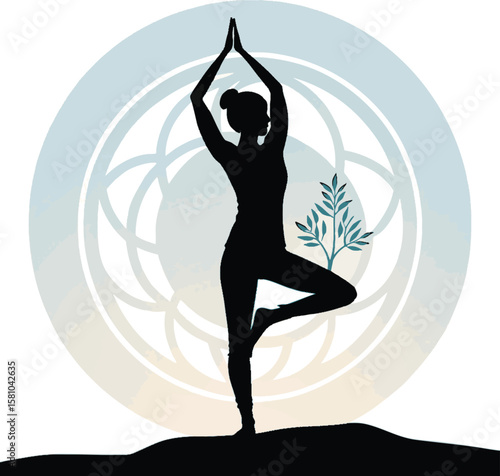 woman silhouette single parson clear workout silhouette yoga pose, and Graphic,




