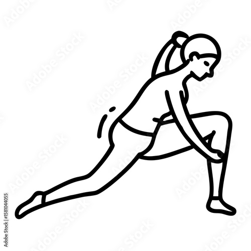 Woman stretching her leg before performance in active wear  