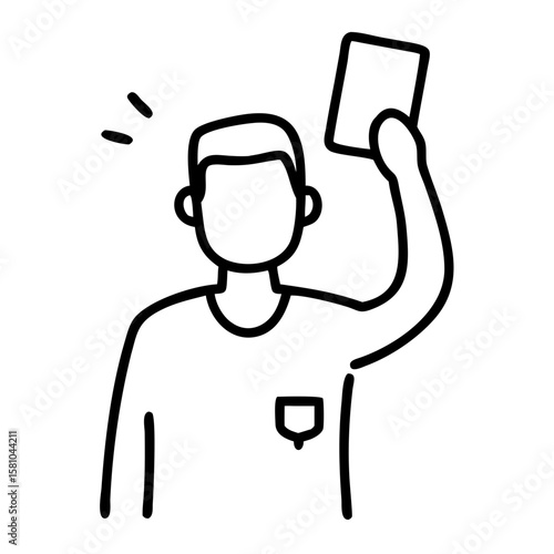 Man raising red card while officiating a soccer match  