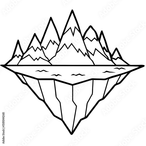 Floating Peak Paradise – Line Art Design