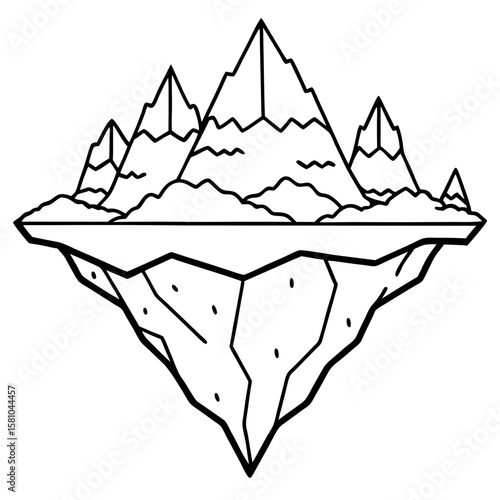 Floating Peak Paradise – Line Art Design