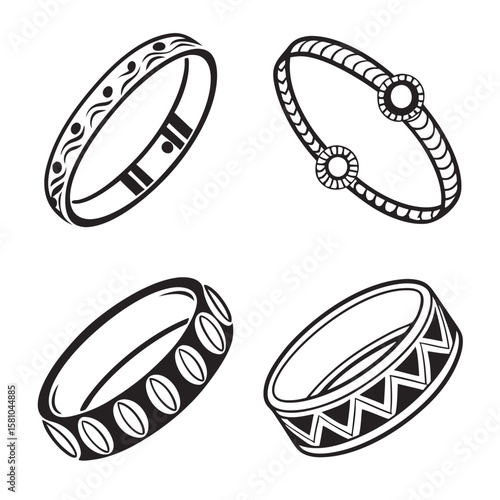 Four ornate bracelets and bangles jewelry accessory