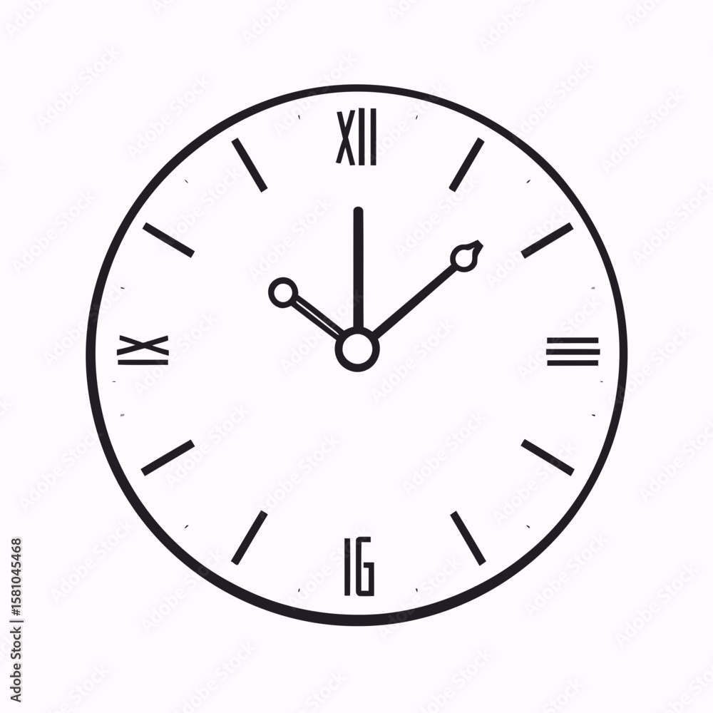Wall clock showing the hour and minute hands, a timeless symbol for business deadlines and office hours, isolated on a white background Wall clock showing the hour and minute hands, a timeless symbol for business deadlines and office hours, isolated on a white background