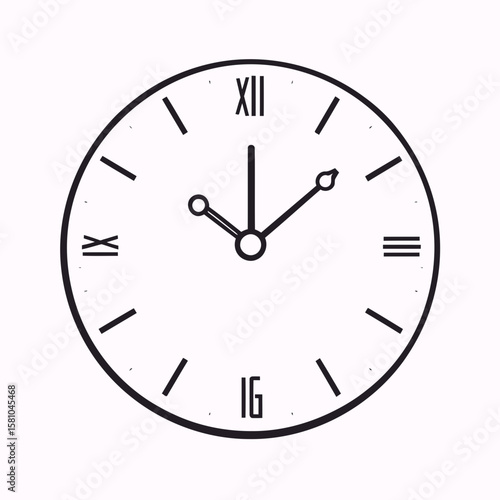 Wall clock showing the hour and minute hands, a timeless symbol for business deadlines and office hours, isolated on a white background