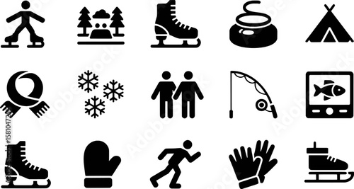 Winter sports and activities icons collection vector