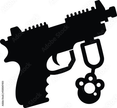 Sci-fi laser blaster icon – futuristic ray gun vector illustration isolated on white