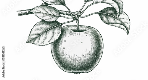 apple porcelain decoration design (dark green)