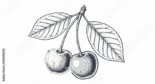 cherry porcelain decoration design (dark grey)