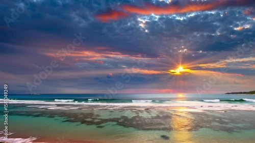 Beautiful ocean beach sunset seascape nature background wallpaper stock footage video clip free use