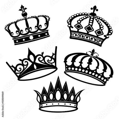 Royal crown and tiara silhouettes diverse styles regal