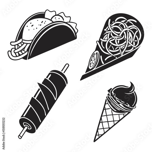 Taco shawarma ice cream cone french fries street food