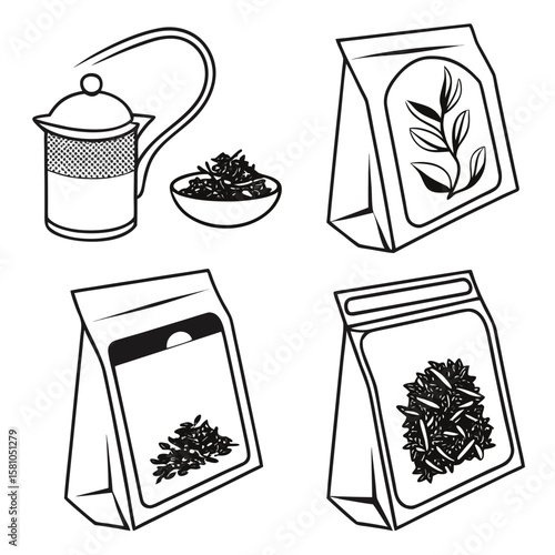 Tea packaging and preparation items sachet teapot